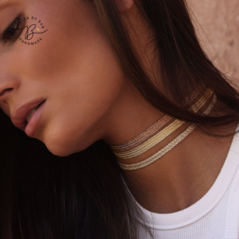 ANIA N&deg;1 CHOKER IN ROSE GOLD AMBER MAHOGANY