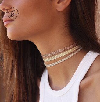 ANIA N&deg;1 CHOKER IN ROSE GOLD AMBER MAHOGANY